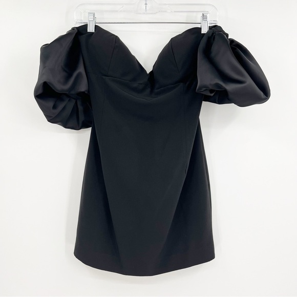 Ronny Kobo Gioia Black Puff Sleeve Mini Dress Size M LBD NYE Night Out - Picture 2 of 9